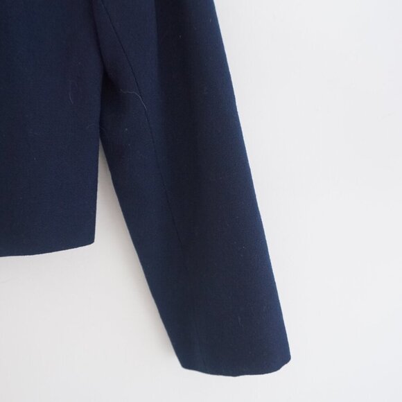 Pendleton Navy 100% Virgin Wool Cropped Button Up Jacket Blazer Petite - Picture 3 of 13